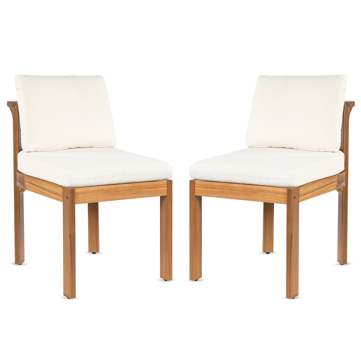 Acacia Wood Outdoor Dining Chair (Set of 2), Teak Finish Wood +