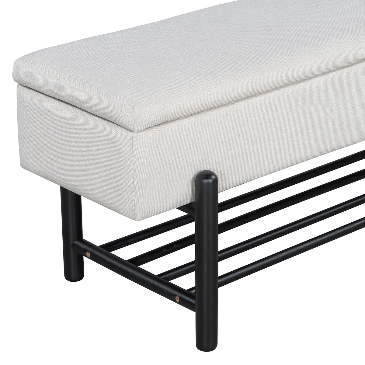 TREXM Farmhouse Upholstered Storage Bench with Hidden Compartment