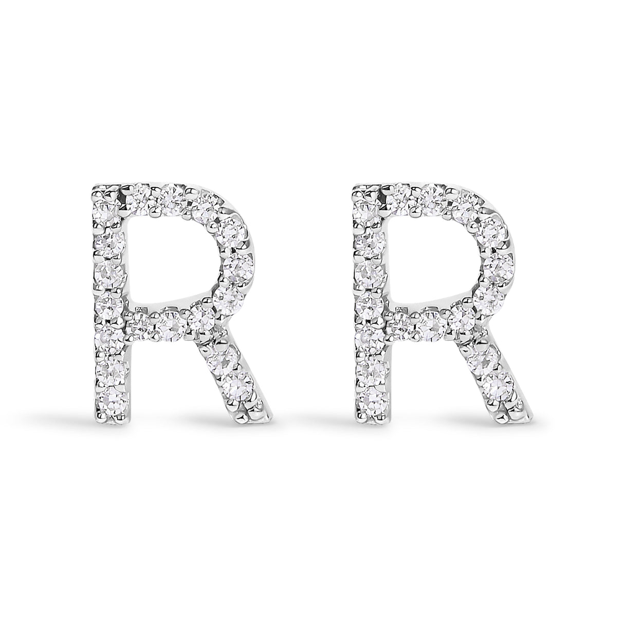 10K White Gold 1/10 Cttw Diamond Initial “A†Stud Earring
