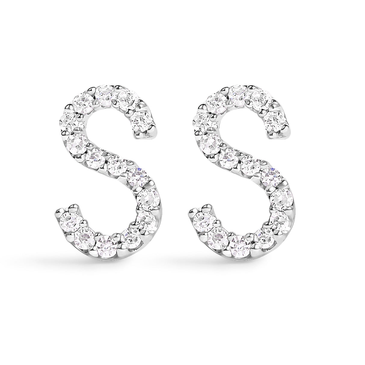 10K White Gold 1/10 Cttw Diamond Initial “A†Stud Earring