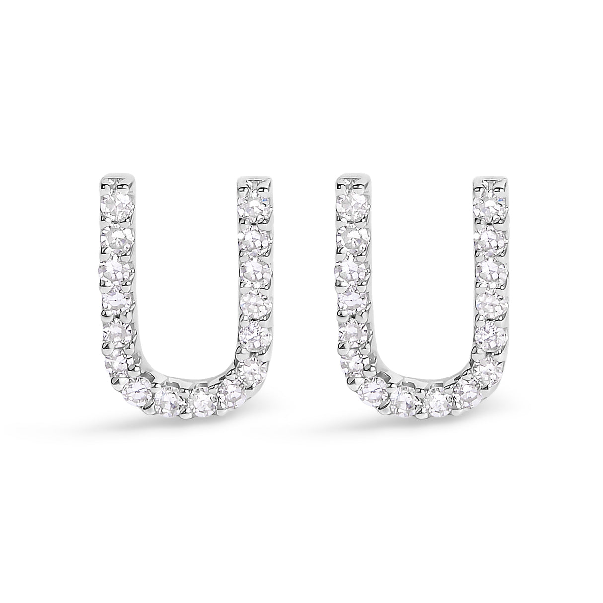 10K White Gold 1/10 Cttw Diamond Initial “A†Stud Earring