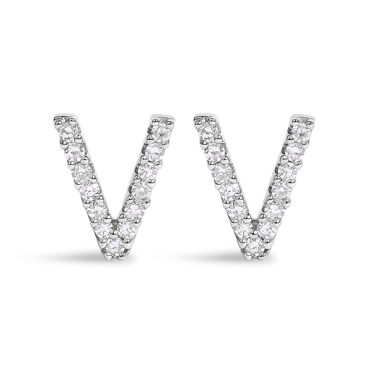 10K White Gold 1/10 Cttw Diamond Initial “A†Stud Earring
