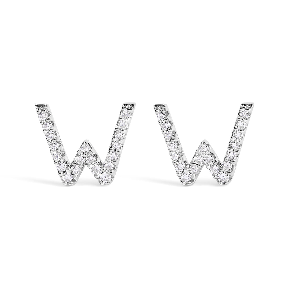 10K White Gold 1/10 Cttw Diamond Initial “A†Stud Earring