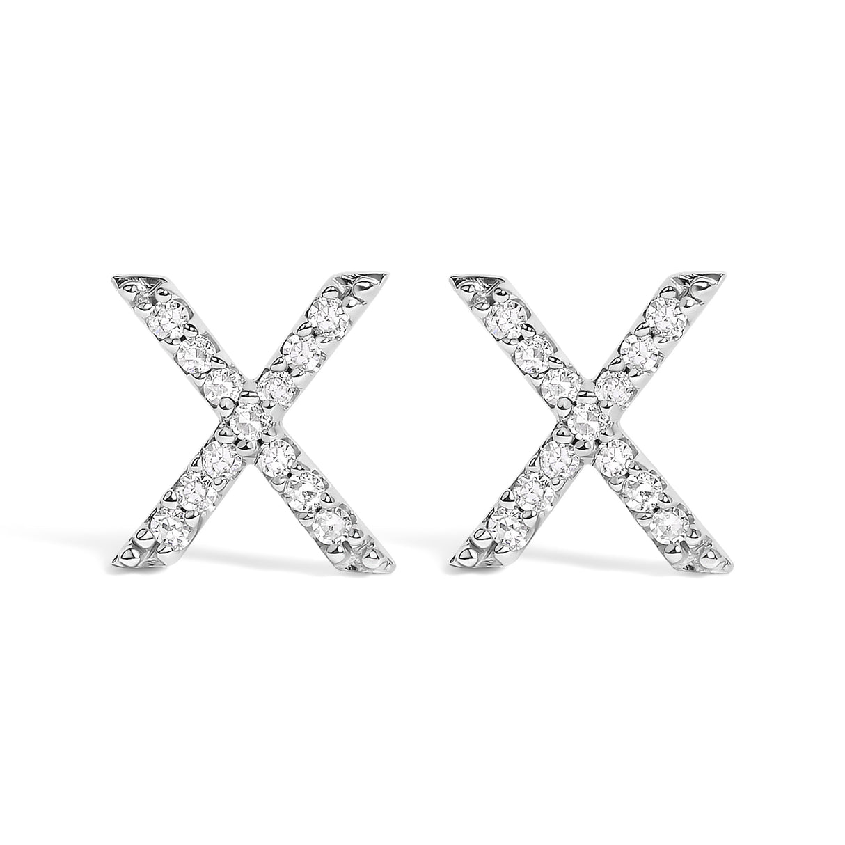 10K White Gold 1/10 Cttw Diamond Initial “A†Stud Earring