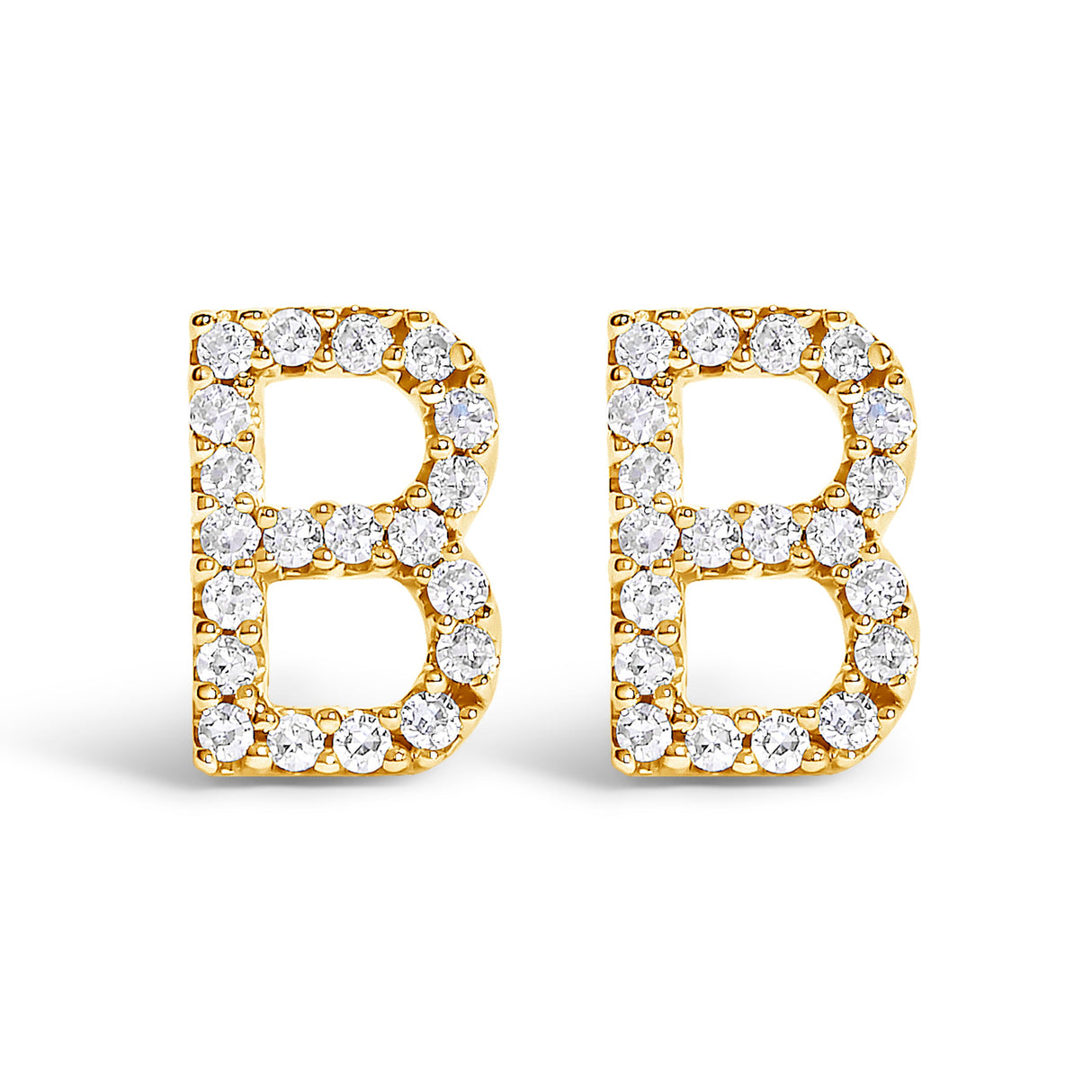 10K White Gold 1/10 Cttw Diamond Initial “A†Stud Earring