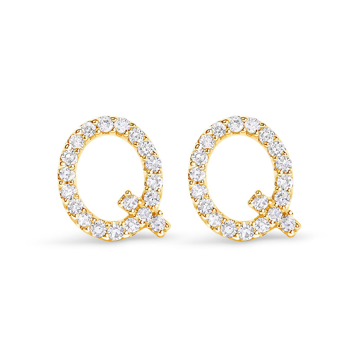 10K White Gold 1/10 Cttw Diamond Initial “A†Stud Earring
