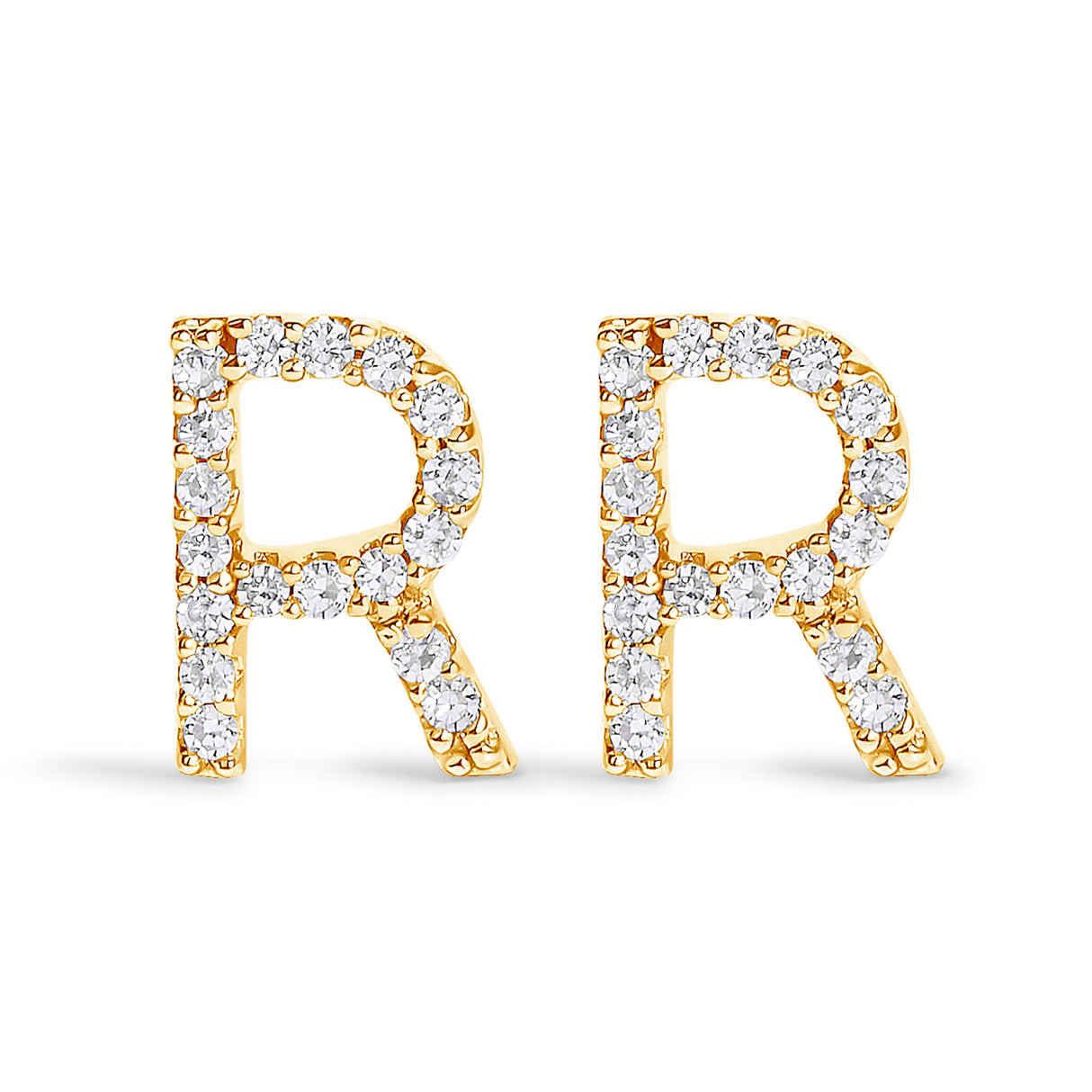 10K White Gold 1/10 Cttw Diamond Initial “A†Stud Earring