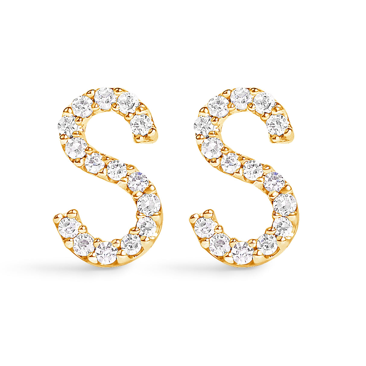 10K White Gold 1/10 Cttw Diamond Initial “A†Stud Earring