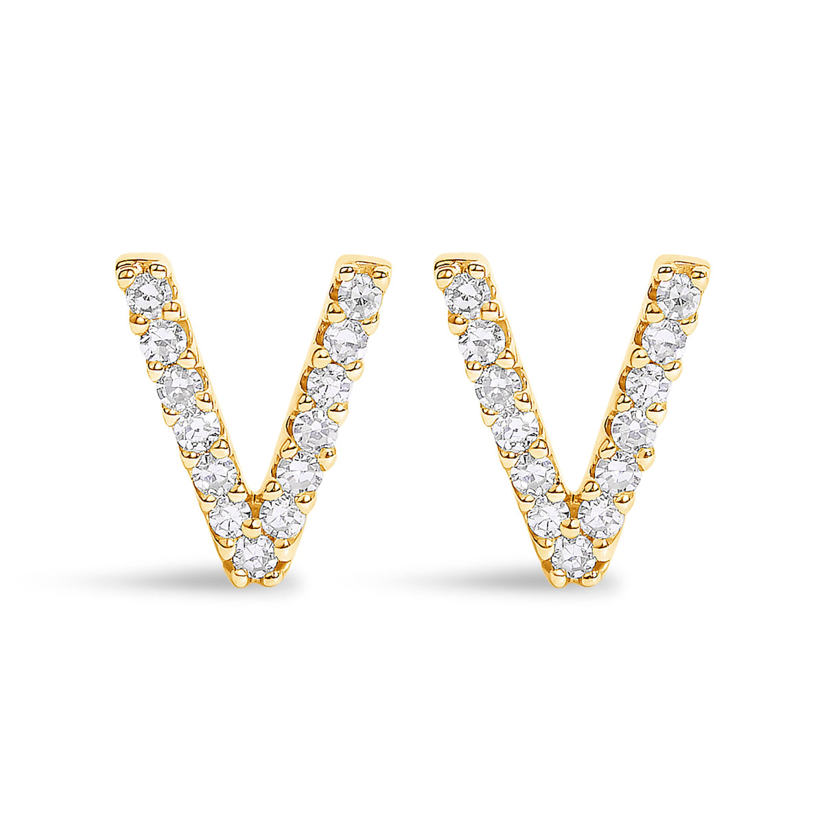 10K White Gold 1/10 Cttw Diamond Initial “A†Stud Earring