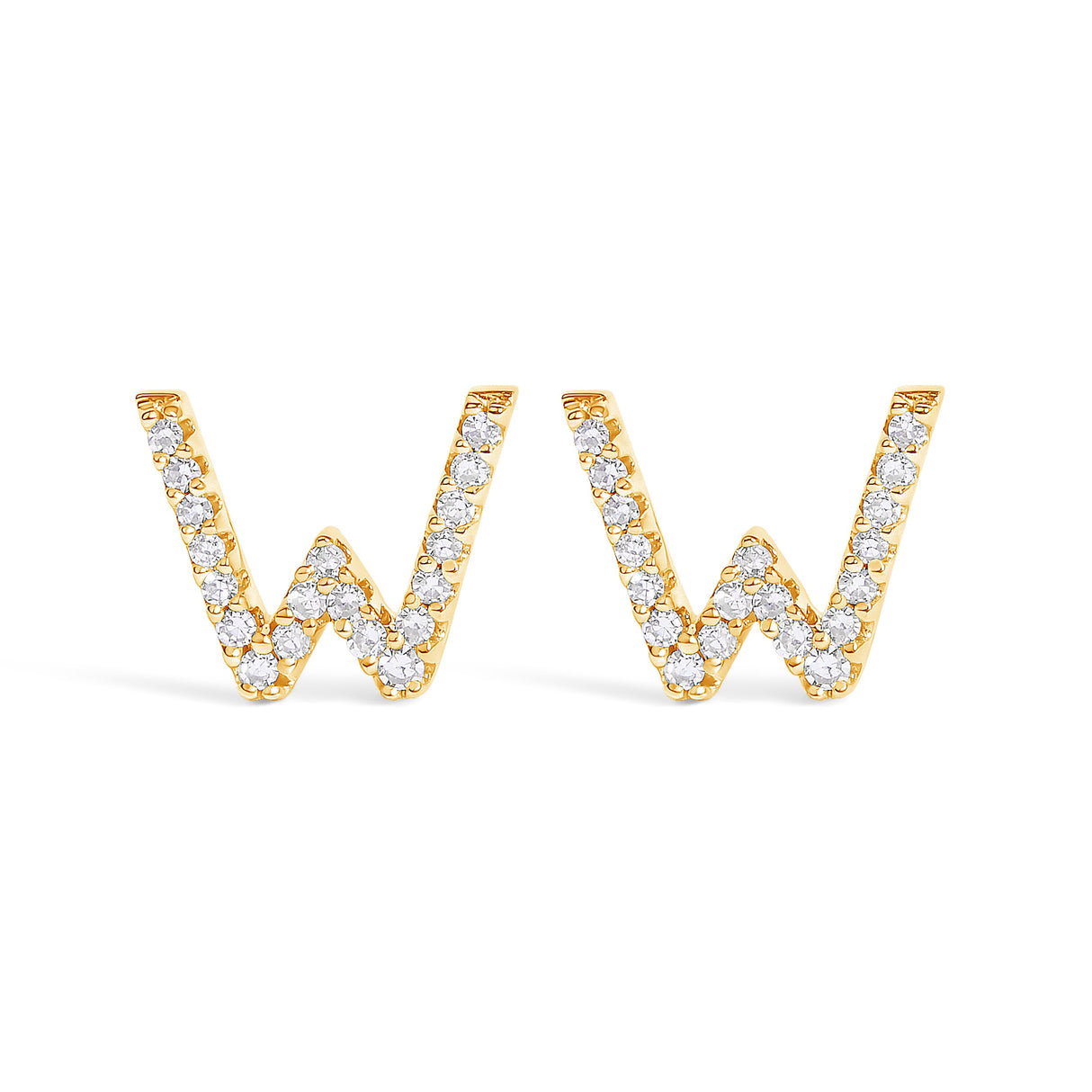 10K White Gold 1/10 Cttw Diamond Initial “A†Stud Earring