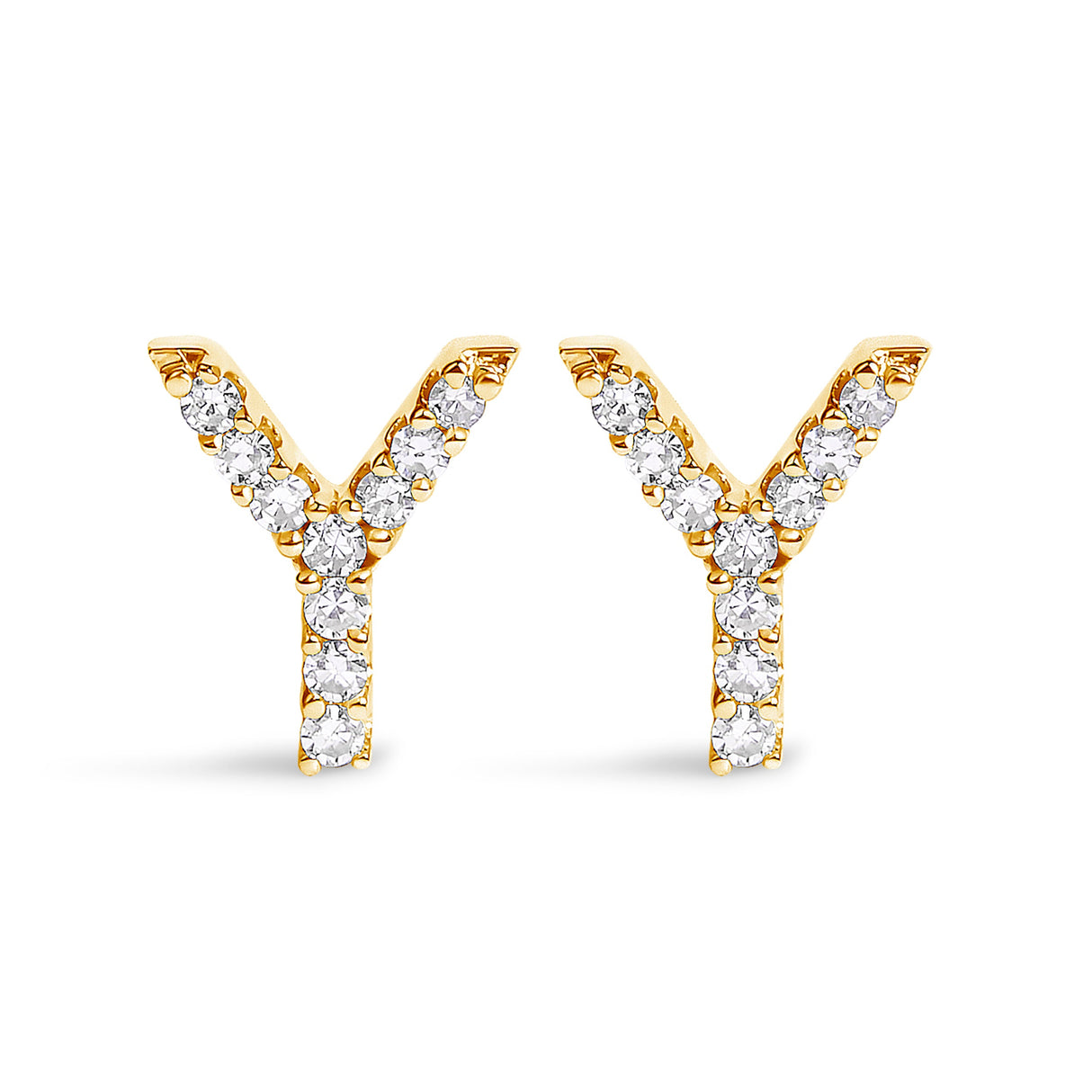 10K White Gold 1/10 Cttw Diamond Initial “A†Stud Earring