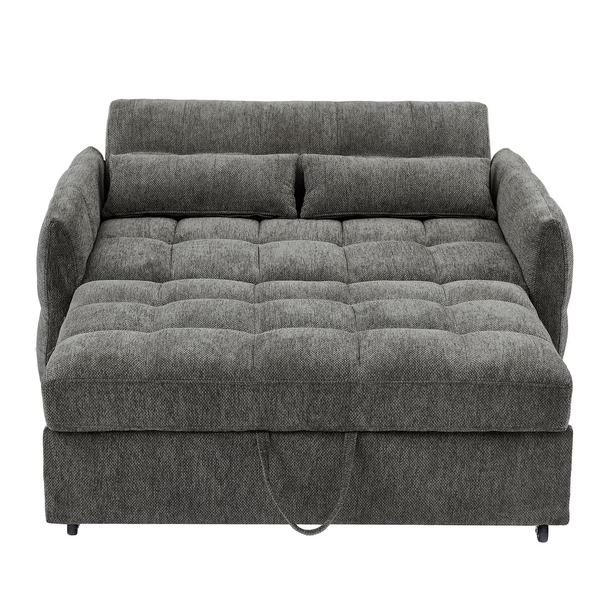 Loveseat Sofa Pull-Out Bed With Adjustable Backrest, 3 USB Ports And 2 Lumbar Pillows For Living Room