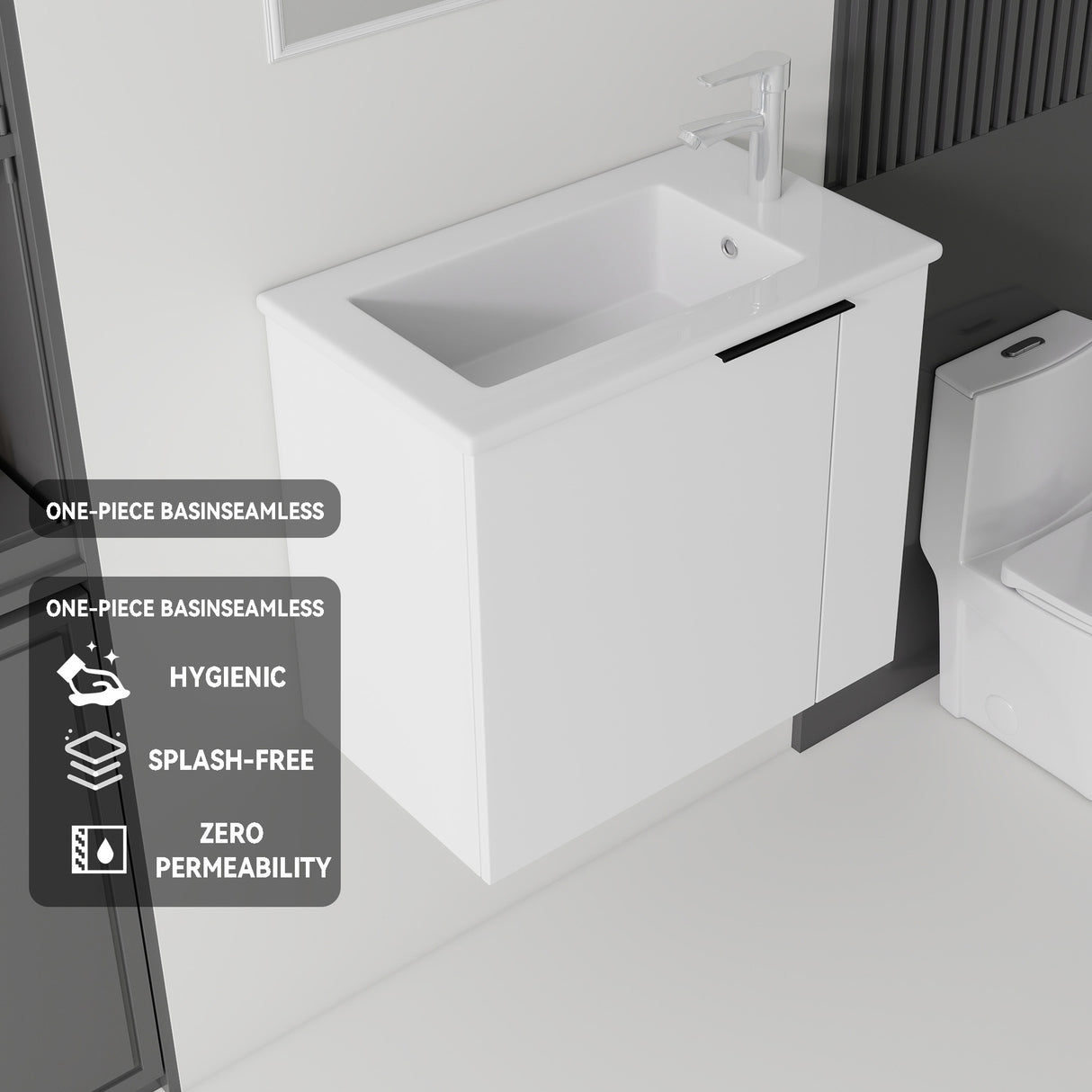 22 Inch Floating Bathroom Vanity with Sink, Soft-Close Door, Ceramic Sink, Plywood