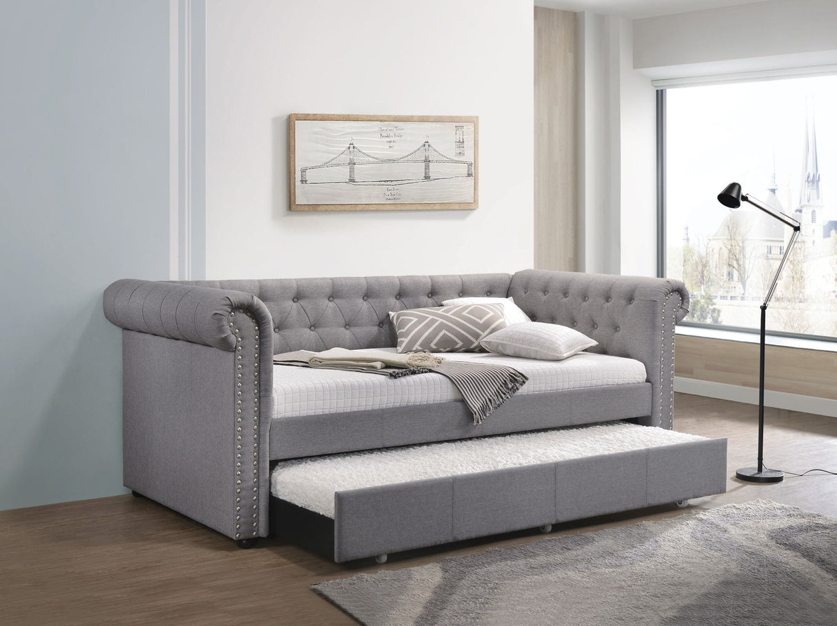 Justice - Twin Daybed With Trundle - Smoke Gray - Best Buy Furniture