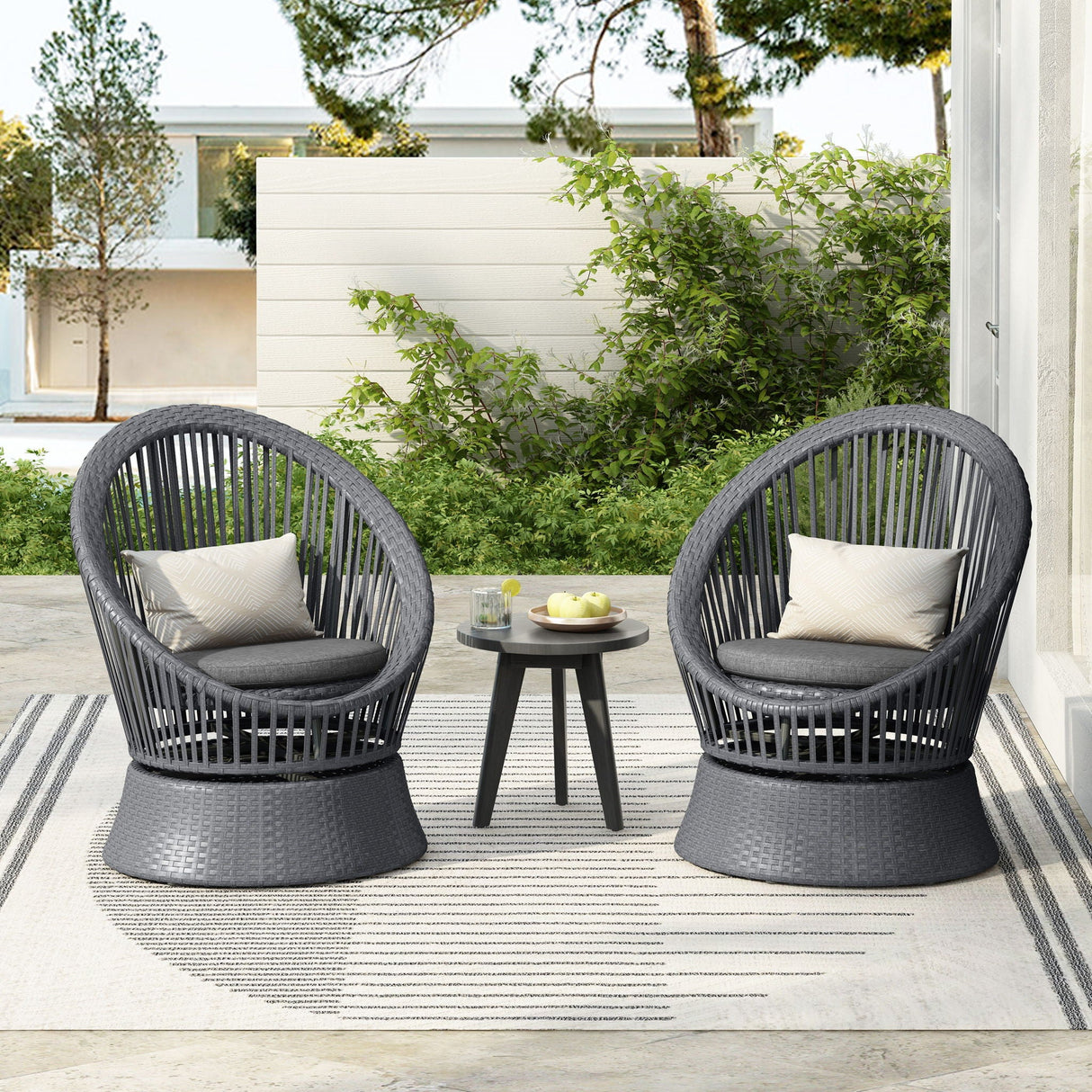 Modern Swivel Wicker Lounge Chair With Round Design - Best Buy Furniture