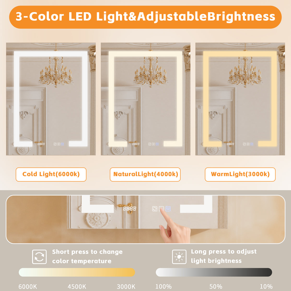 Bathroom LED Lighted Medicine Cabinet with Storage, 24" W x 30" H