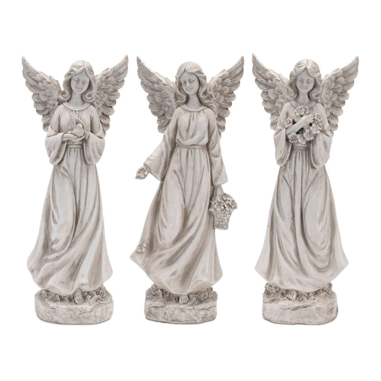 Floral-Angel-Statue-(Set-of-3)-Sculptures-&-Statues