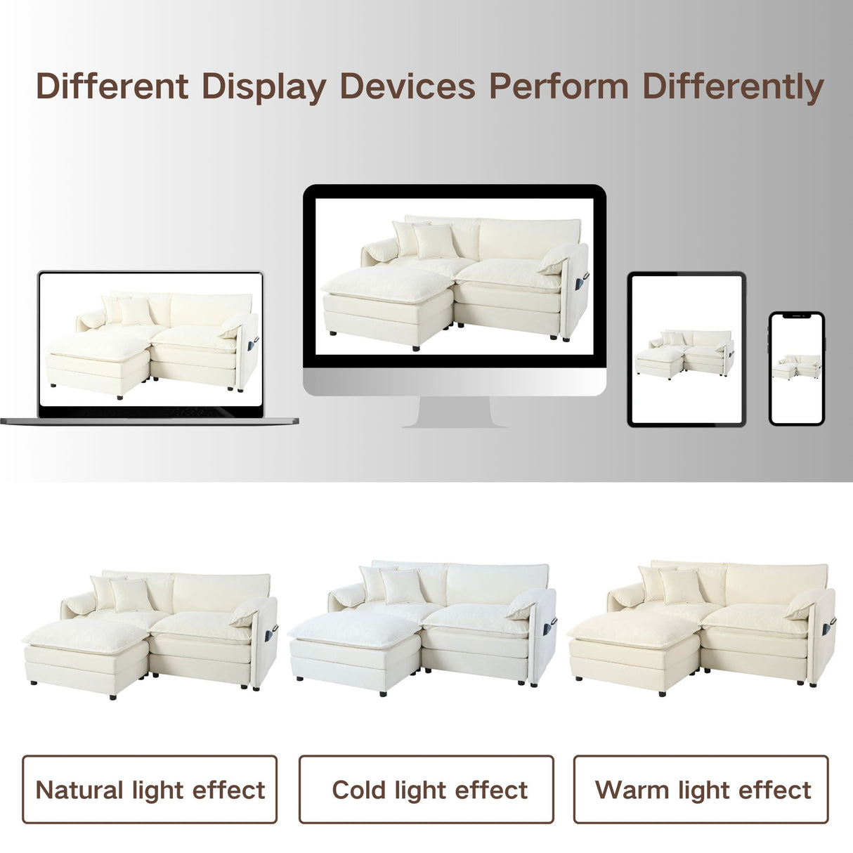 Modern Comfy Deep Seat Modular Sectional Sofa Cloud Couch With Ottoman