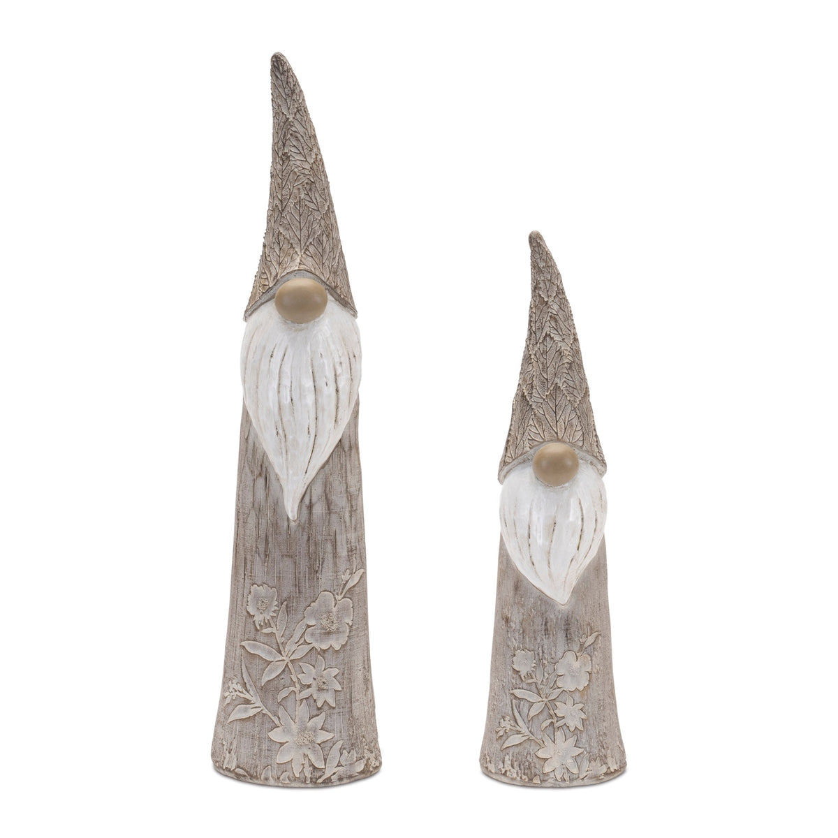 Floral-and-Leaf-Carved-Gnome-(Set-of-2)-Decorative-Objects