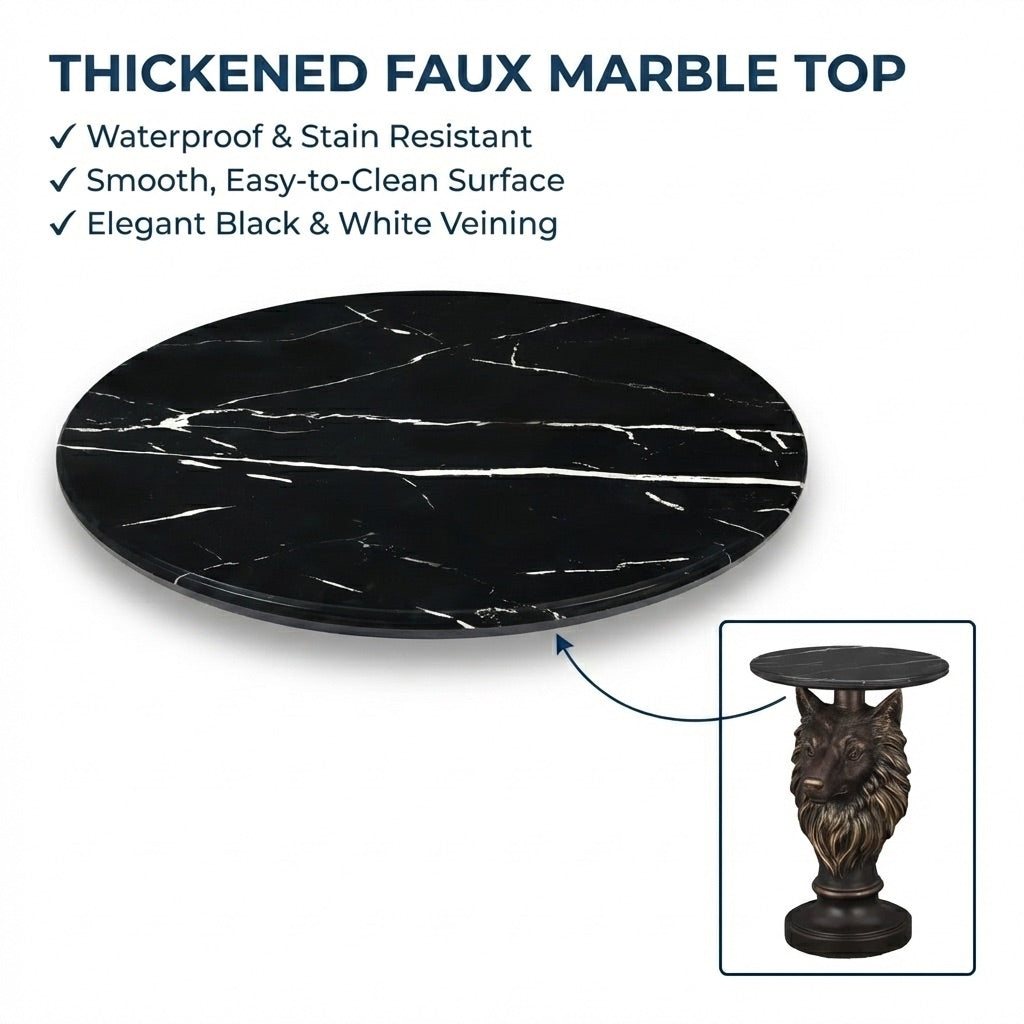 Wolf Head Accent Table Animal Statue End Tables Livingroom