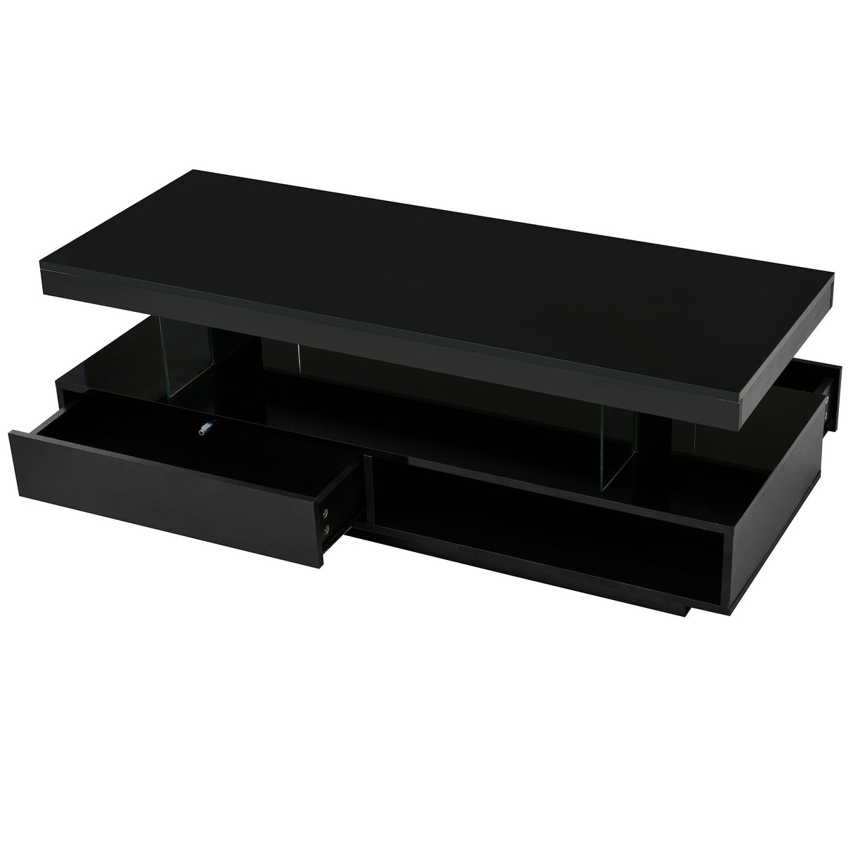 LED Coffee Table With 2 Drawers And Display Shelves