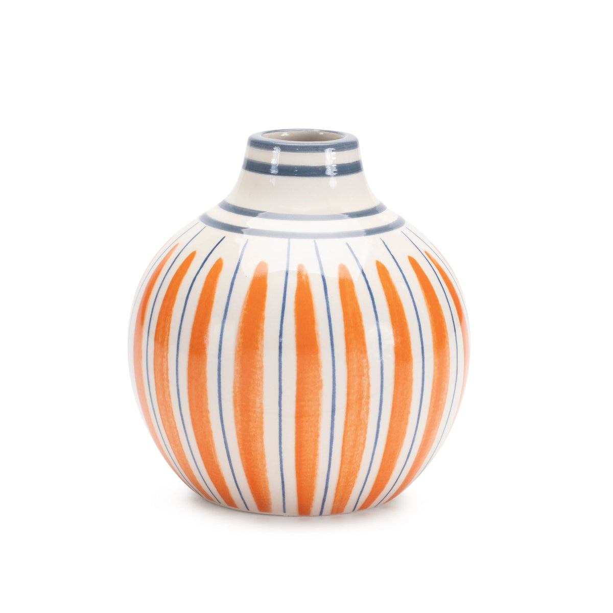 Multi-striped stone vase (set of 2)