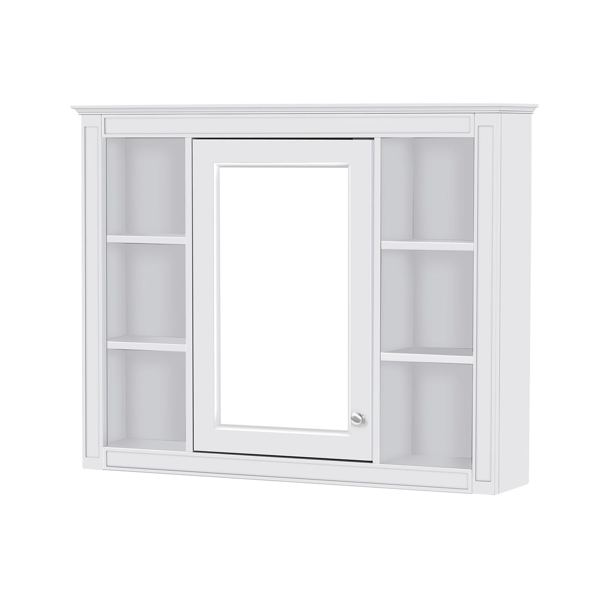 Bathroom Vanity With Mirror Cabinet, Single Sink With 2 Soft Closing Doors And 4 Drawers