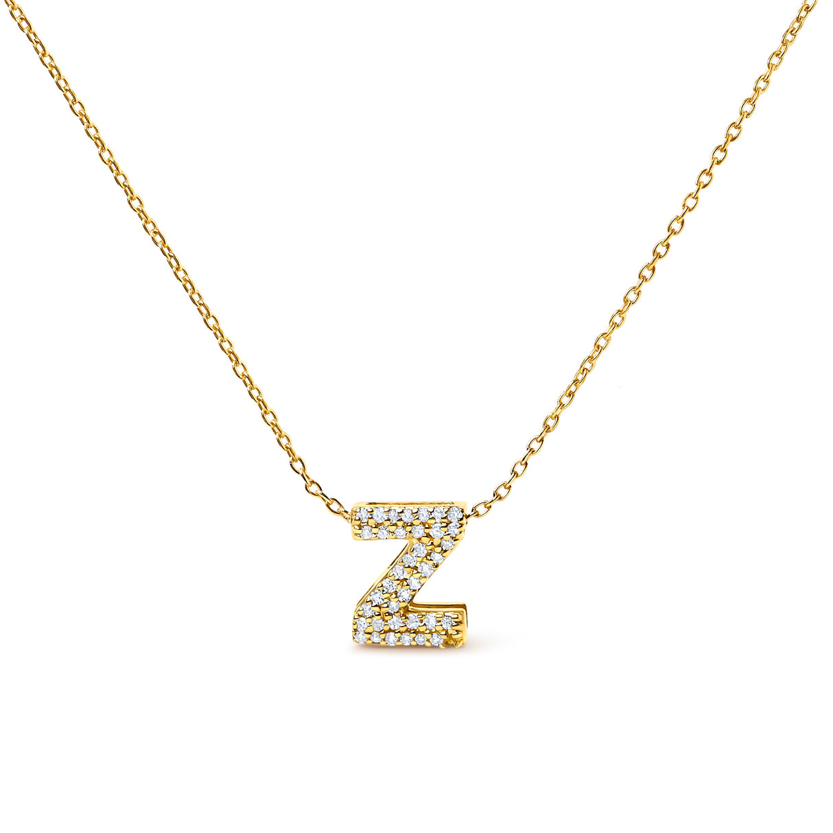 10K White Gold Diamond Accent "A" Initial Bubble Pendant Necklace