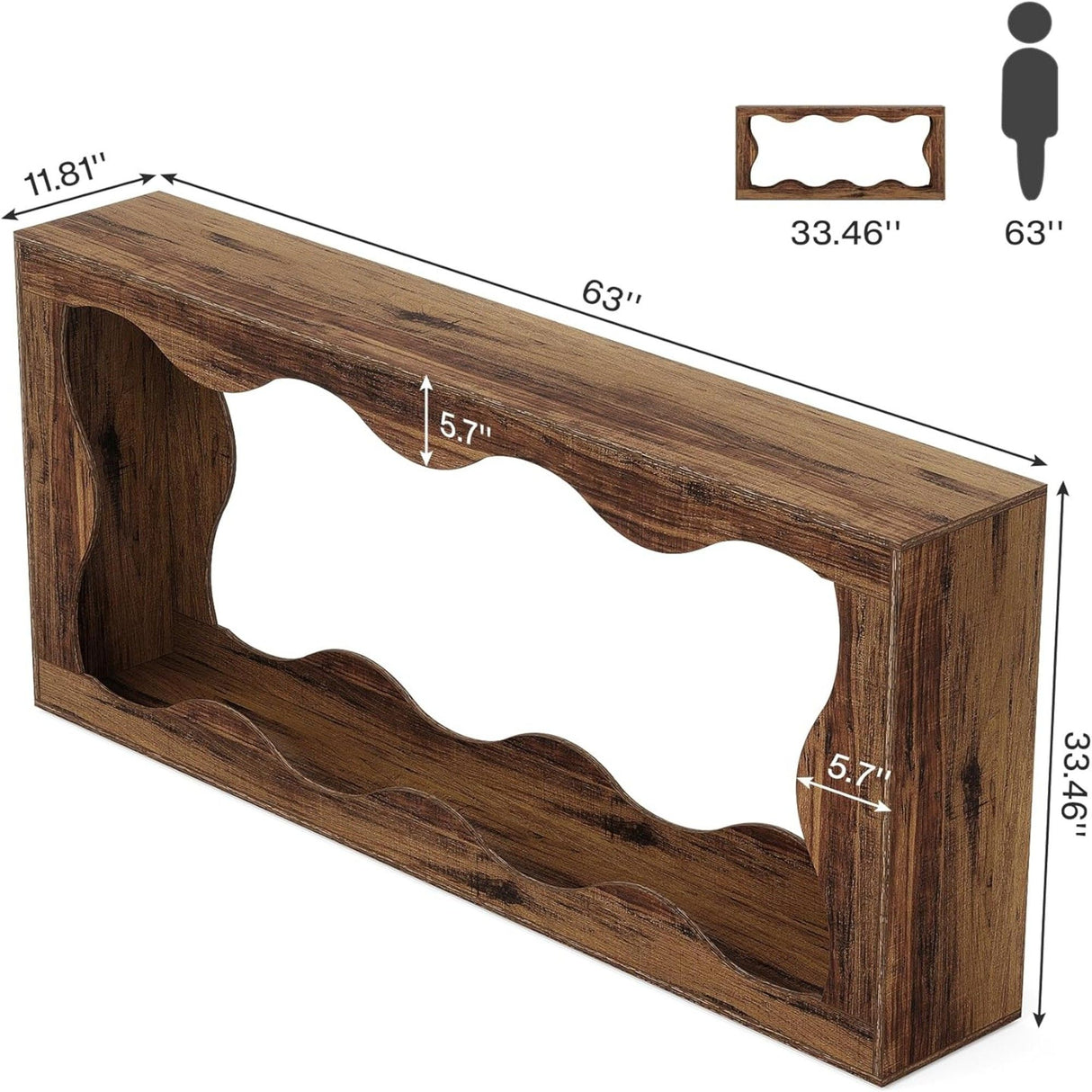 Console Table With Storage, Narrow Entryway Stand For Living Hallway - Light Brown