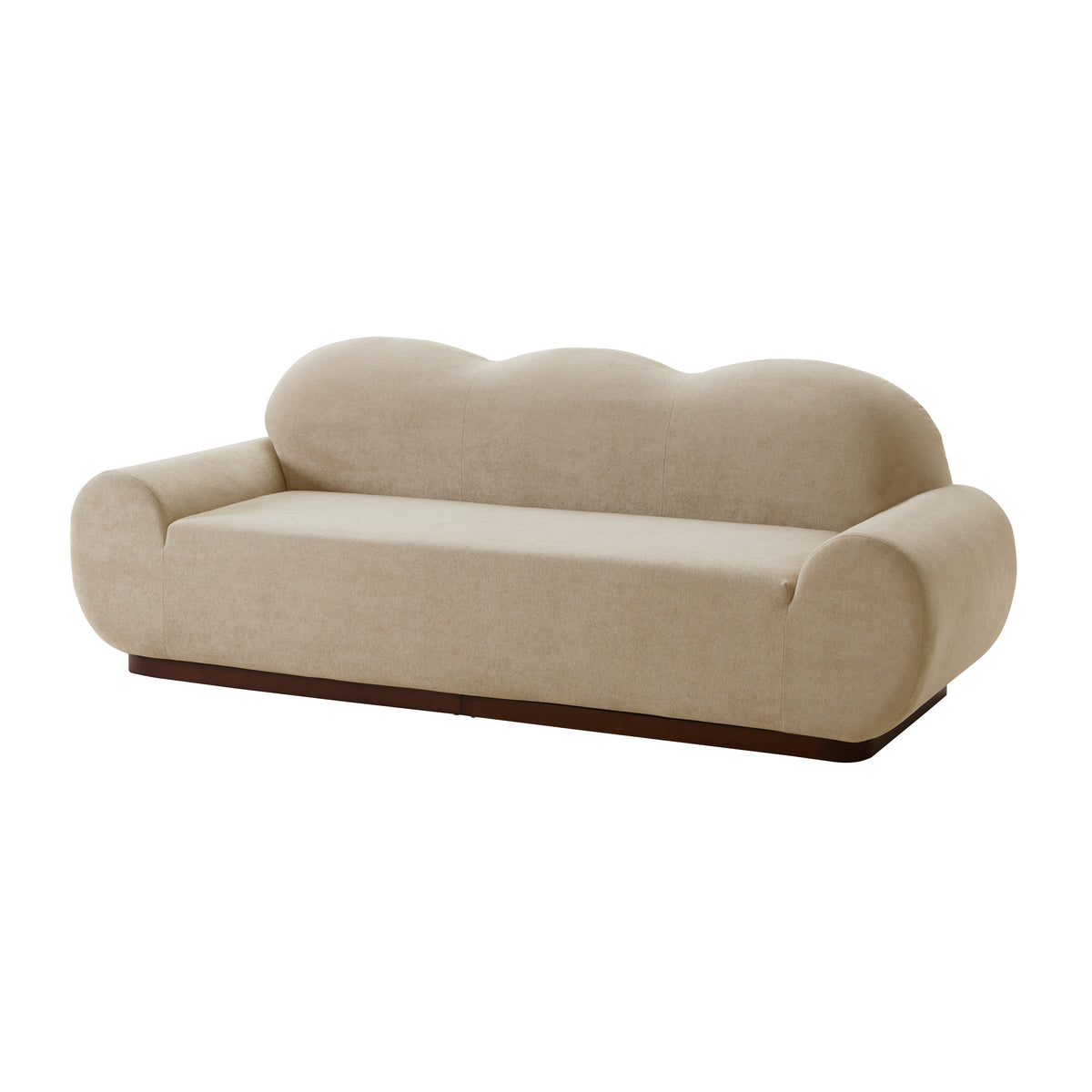 88 in. Round Arm Cloud Curved 3 Seater Modern Upholstered Chenille Sofa