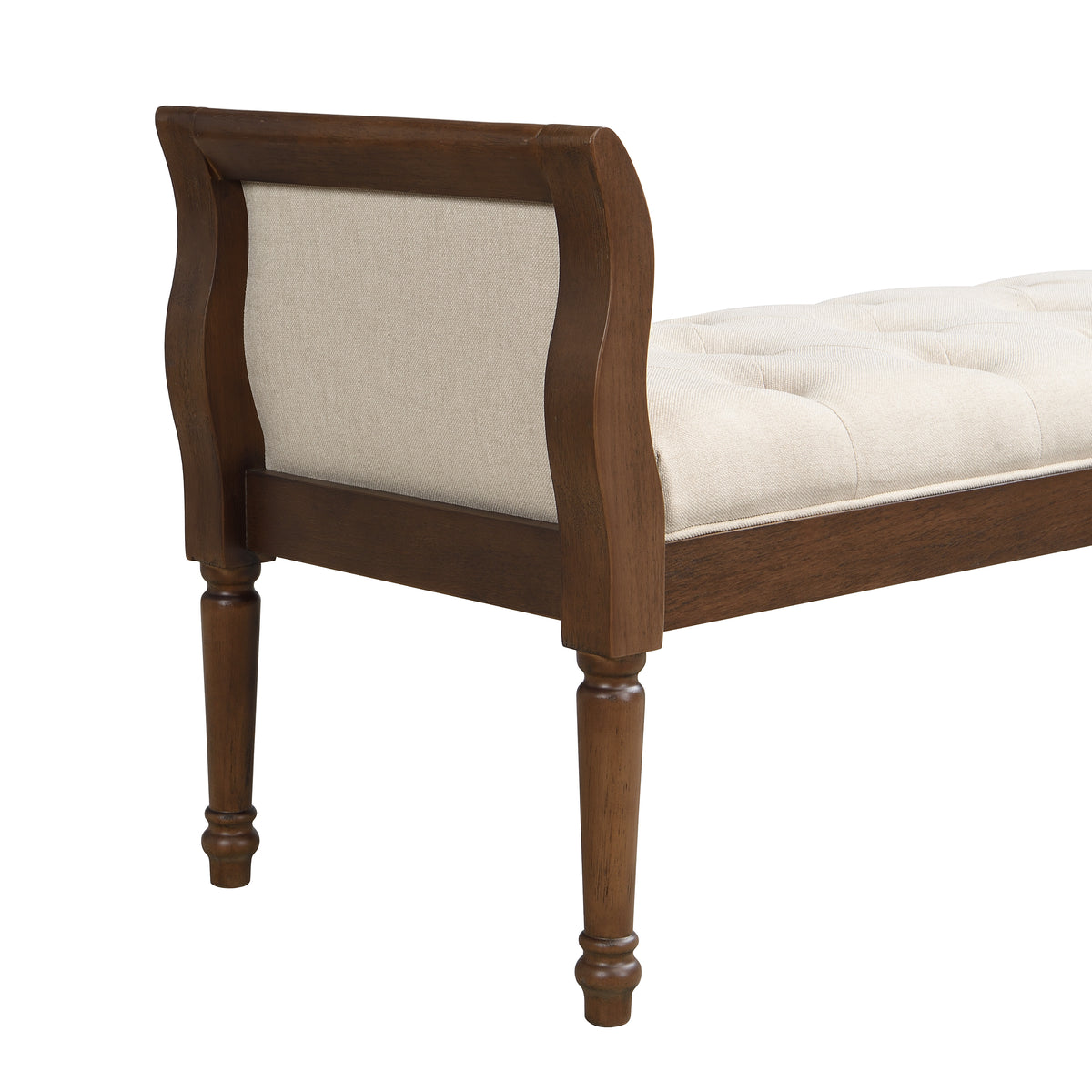 Classic Tufted Upholstered Bench with Curved Arms