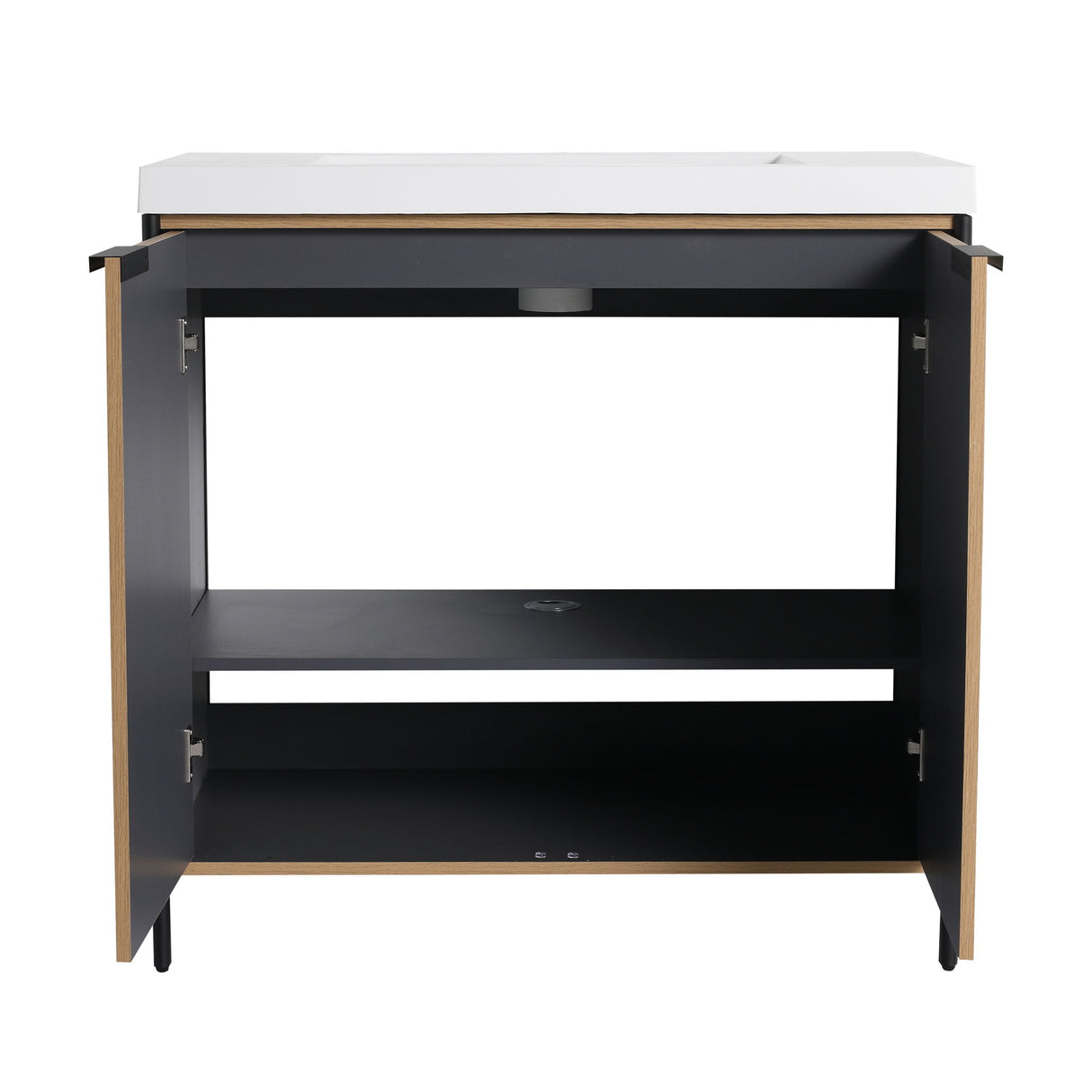 Modern Freestanding Bathroom Vanity With Resin Sink & Soft Close Cabinet Doors