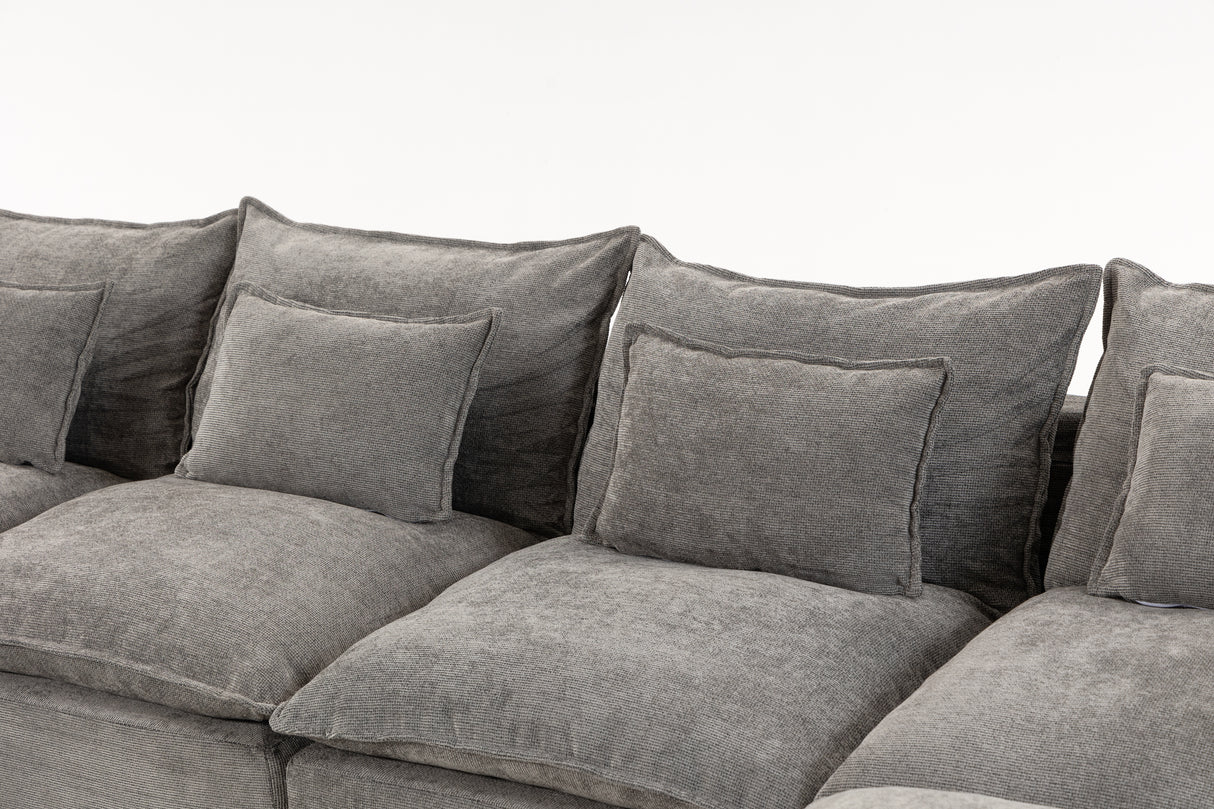 129.8" Width Modular Sectional Sofa with 2 Ottomans