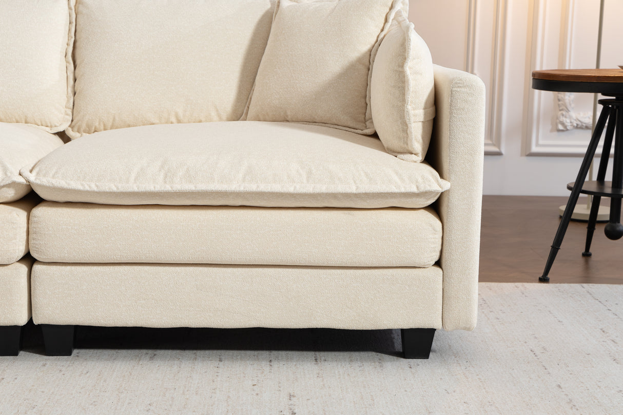 Modern 2-Seats Sectional Sofa with Waist Pillows