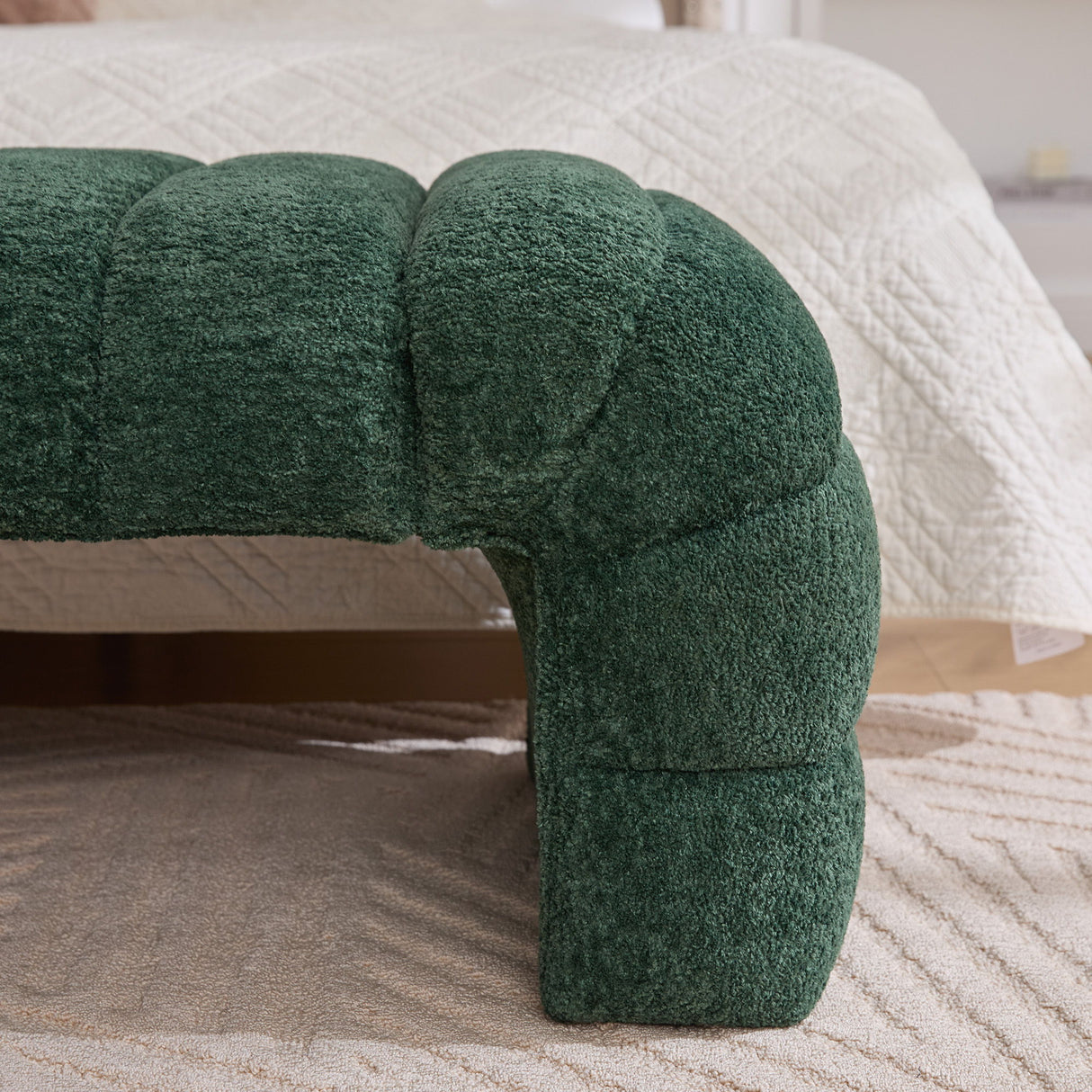 Modern Upholstered Armless Bed Bench With Channel Tufted Design