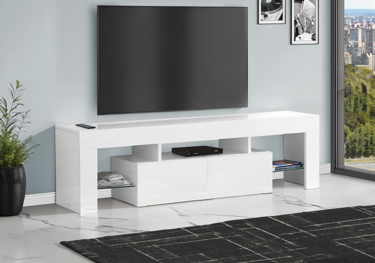TV Stand, Console, Media Entertainment Center, Storage Cabinet, Glossy Contemporary & Modern - White - Best Buy Furniture