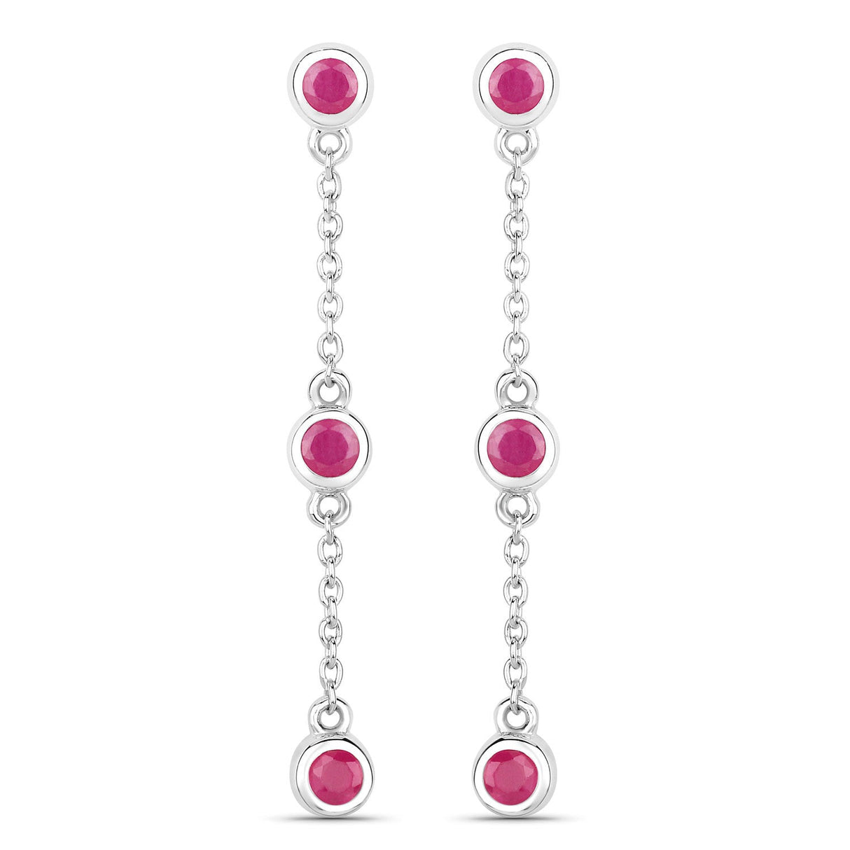 0.78 Carat Genuine Ruby .925 Sterling Silver Earrings