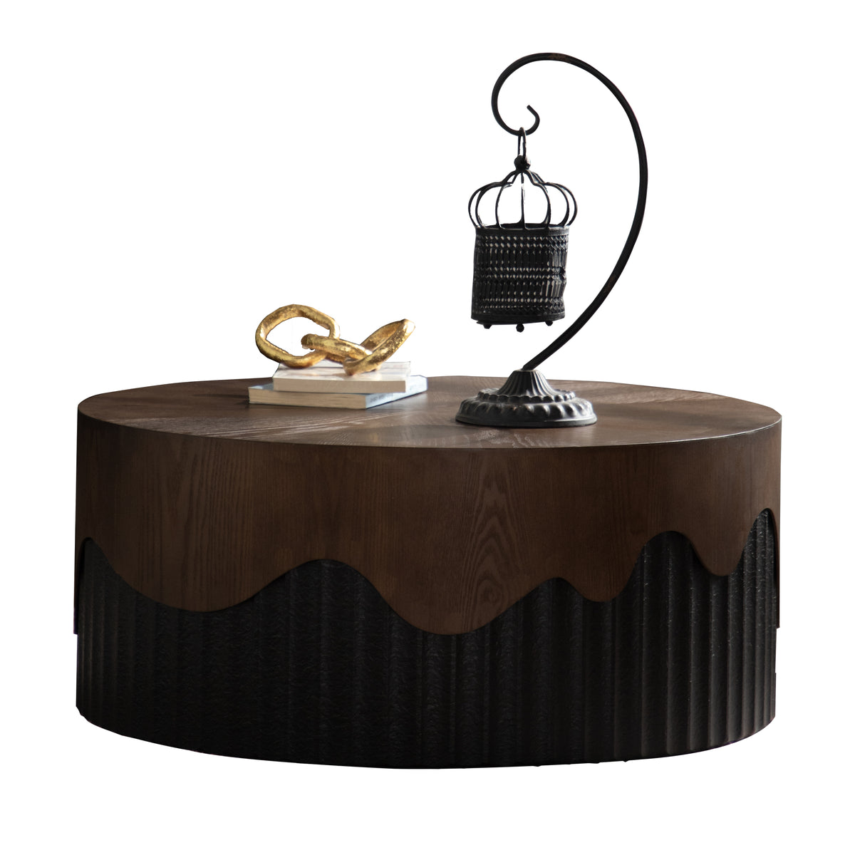 30.31" Round Coffee Table - Handcrafted Wooden Tea Table