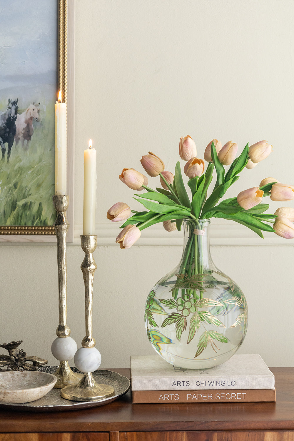 D7.9x11" Bulbous Clear Glass Vase with Slender Neck