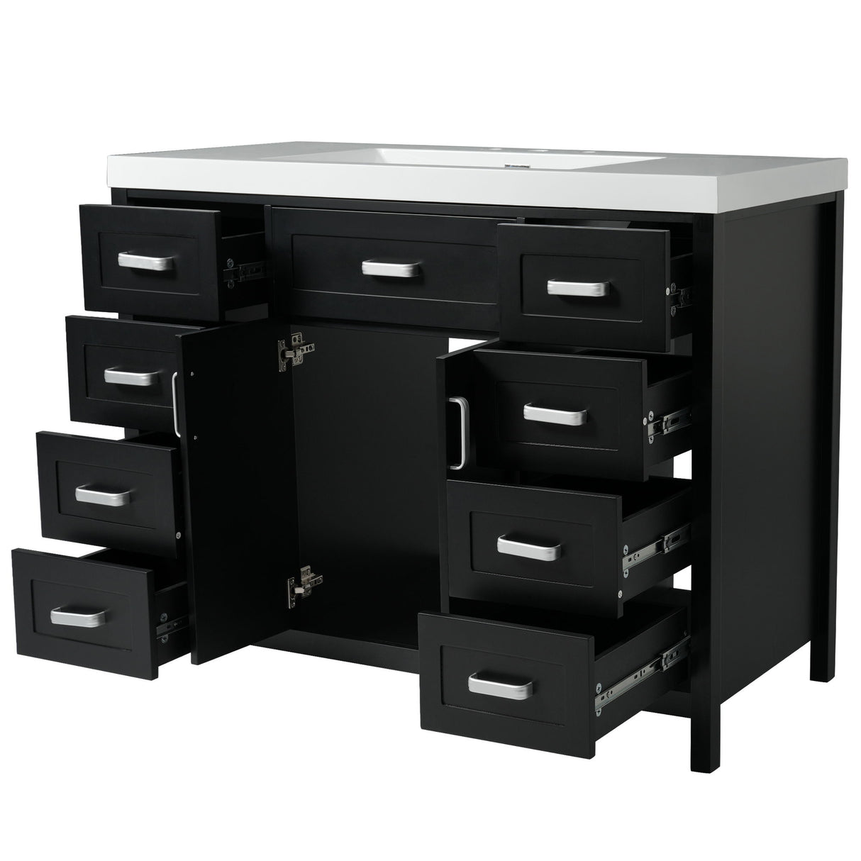 Bathroom Vanity With Sink, 2 Doors 8 Drawers, Soft Close System, Classic Design