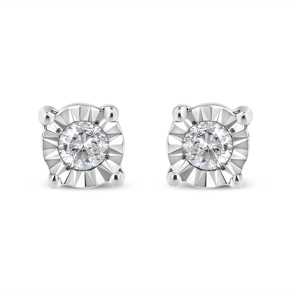 10K Yellow Gold Plated .925 Sterling Silver 1/10 Cttw Round Brilliant-Cut Diamond Miracle-Set Stud Earrings (J-K Color, I3 Clarity)