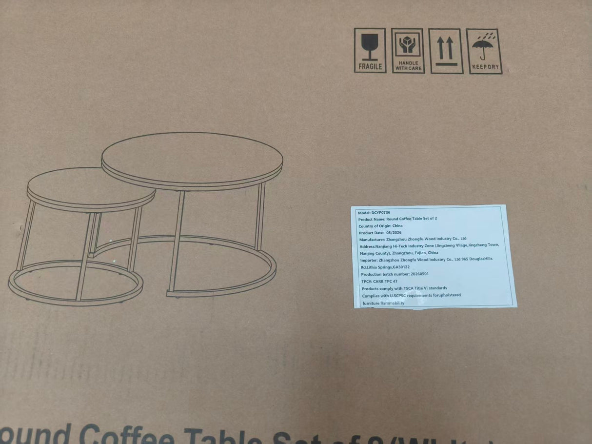 27.6in Nesting Coffee Table Set of 2
