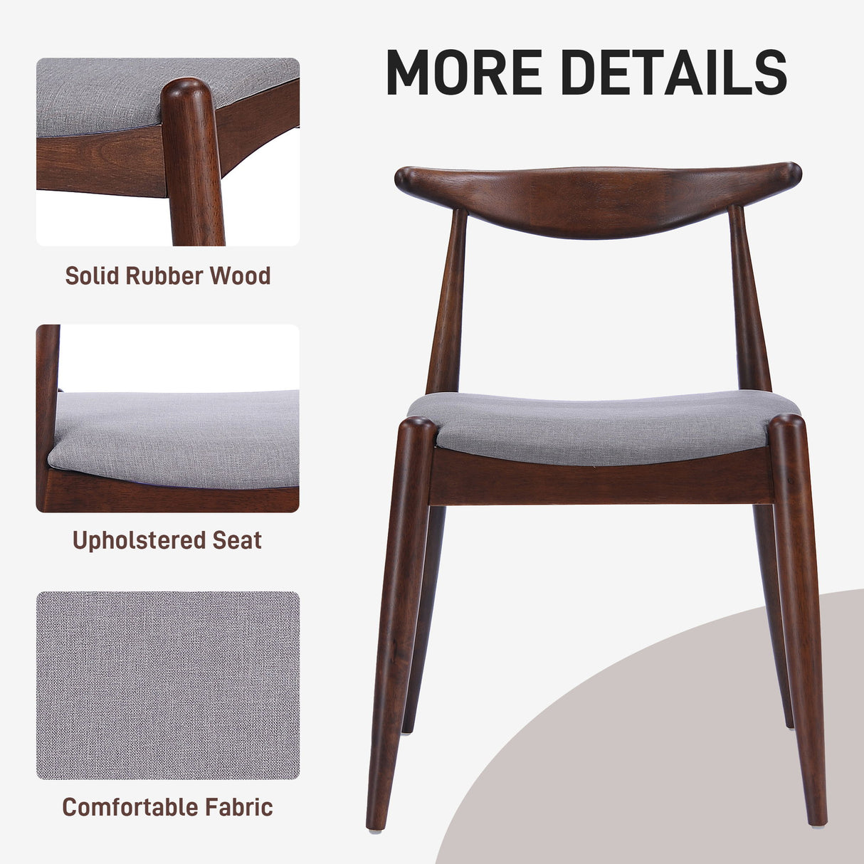 Dining Chairs With Ergonomic Backrest & Comfort Cushions (Set of 2)