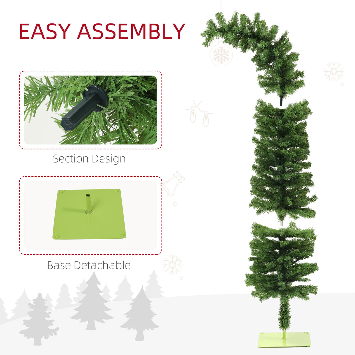 HOMCOM 6ft Whimsical Pencil Christmas Tree