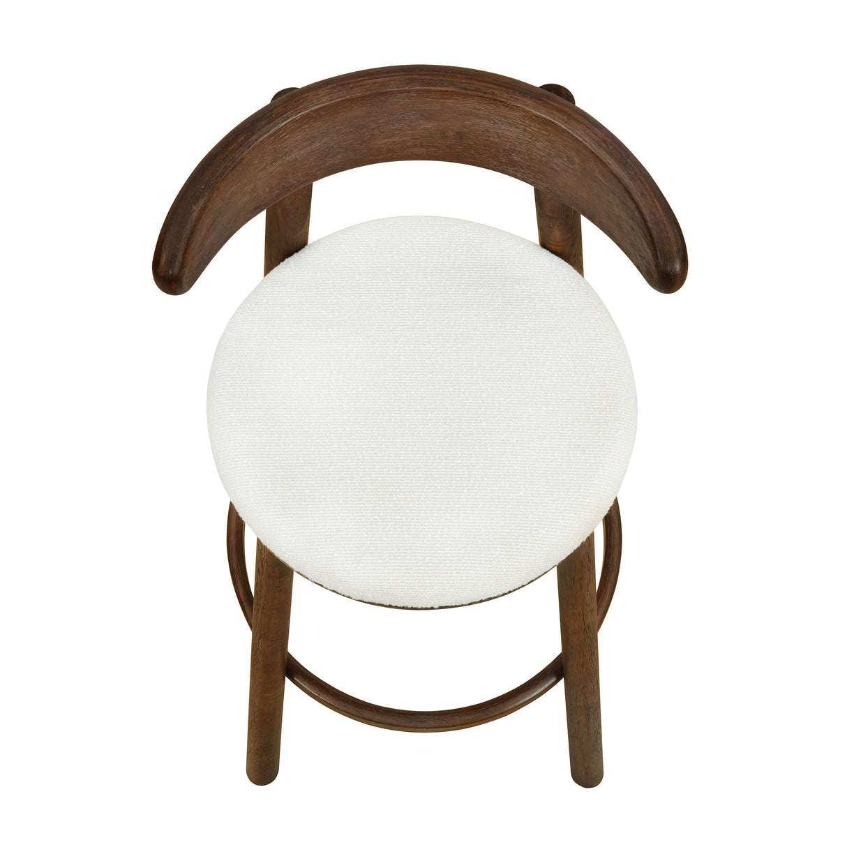 Round Cushion Bar Stools (Walnut + Beige)