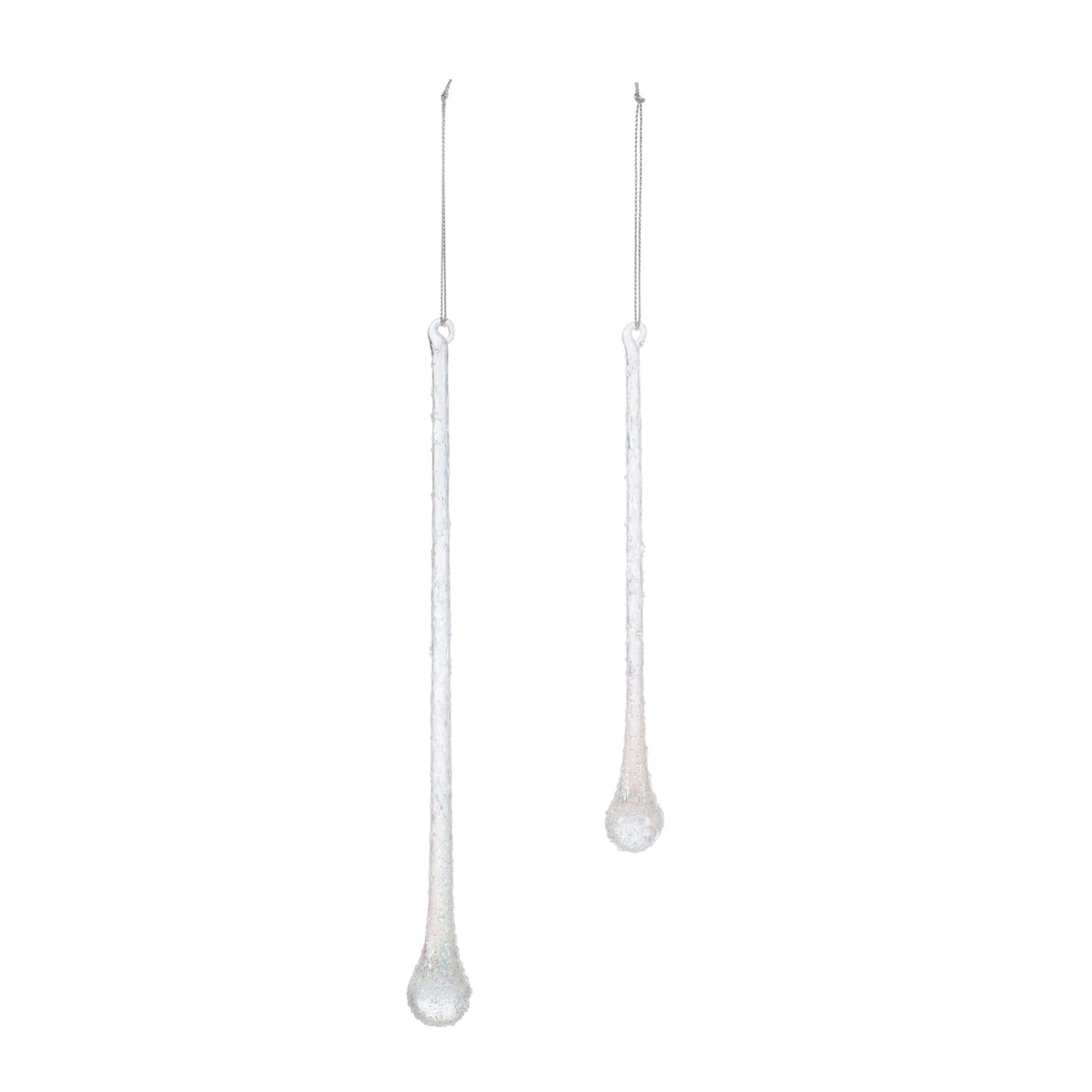 Beaded iridescent glass drop ornament (set of 12)