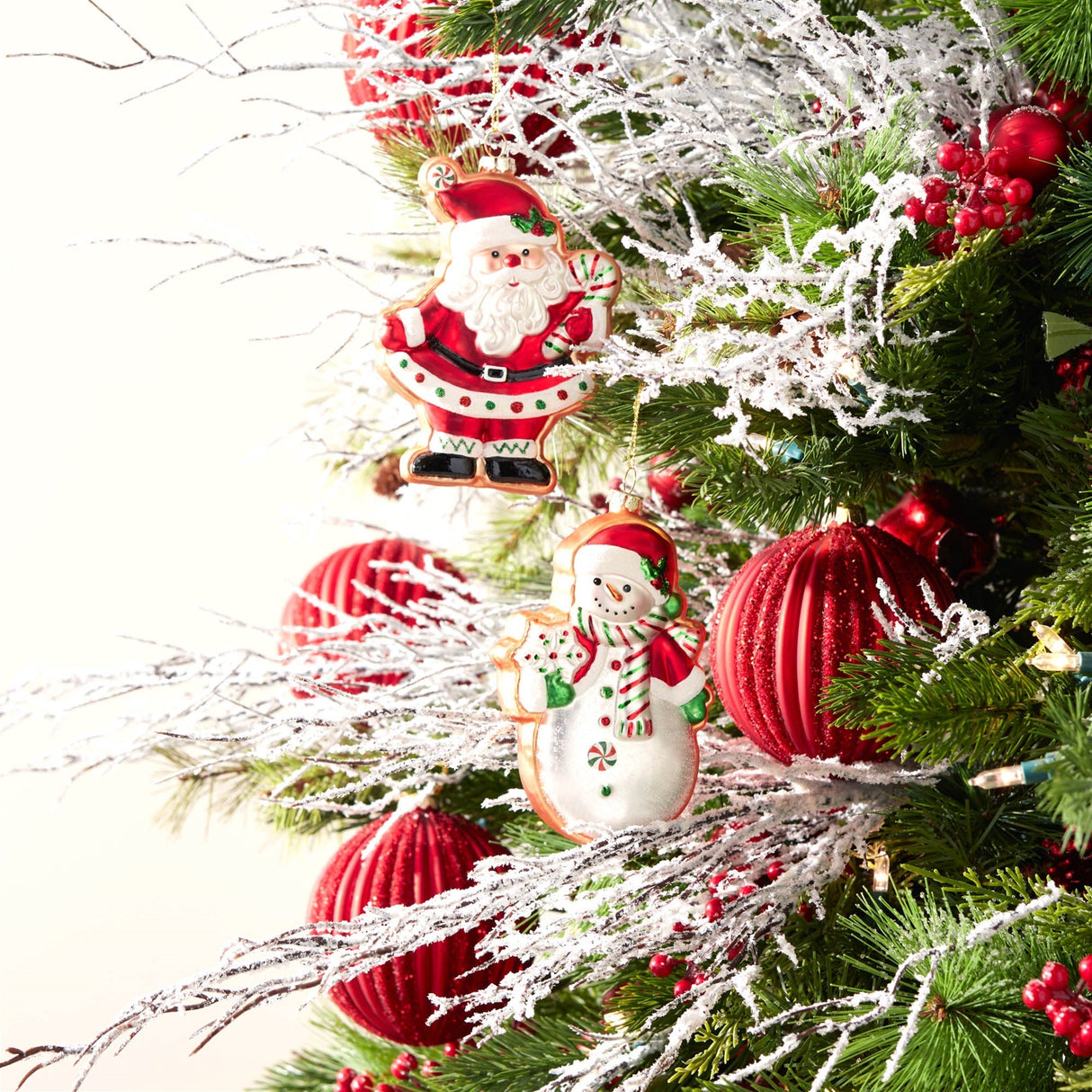 Glass Santa and Snowman Cookie Ornament (Set of 12)