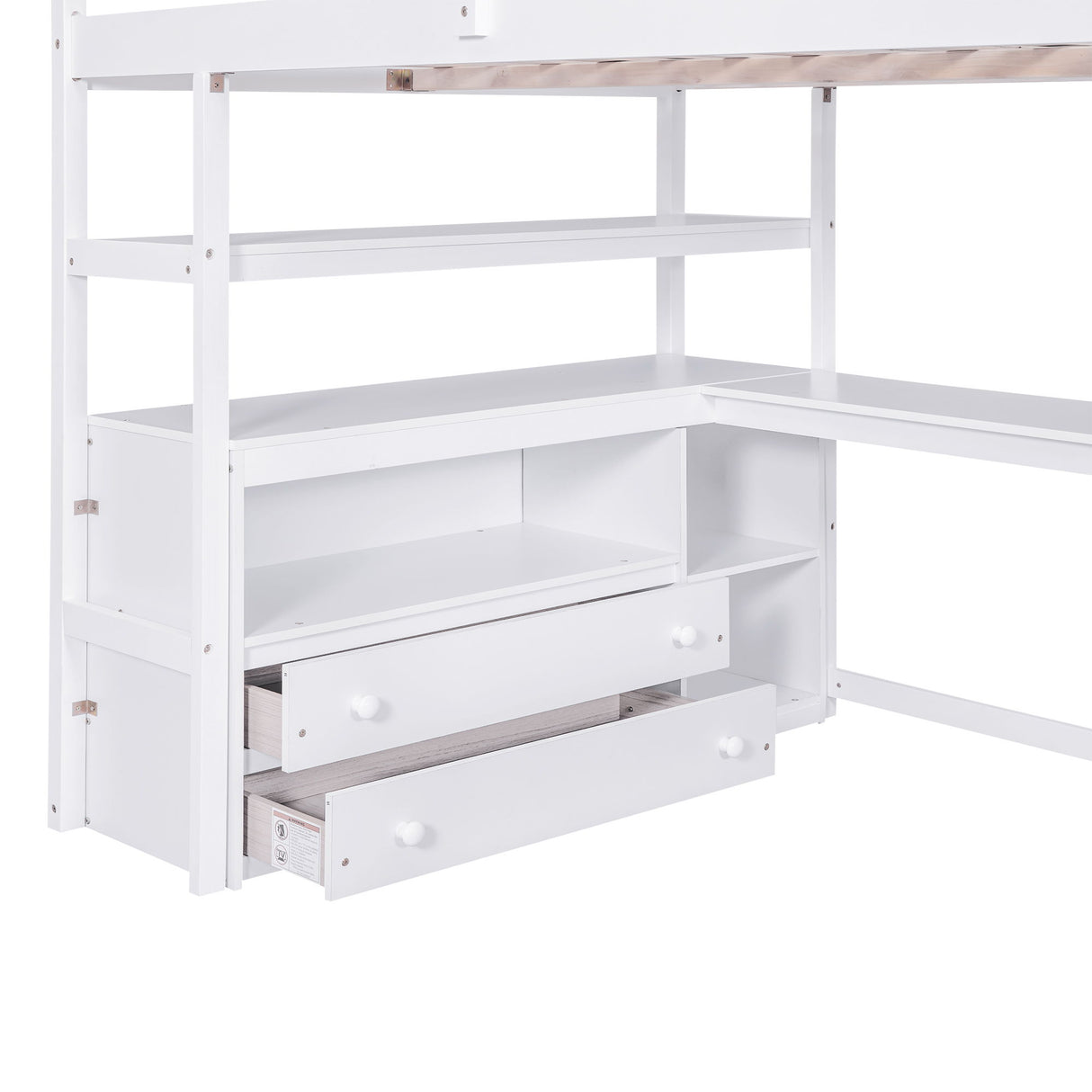 Loft Bed With Desk, Shelves, 2 Drawers, Storage Staircase