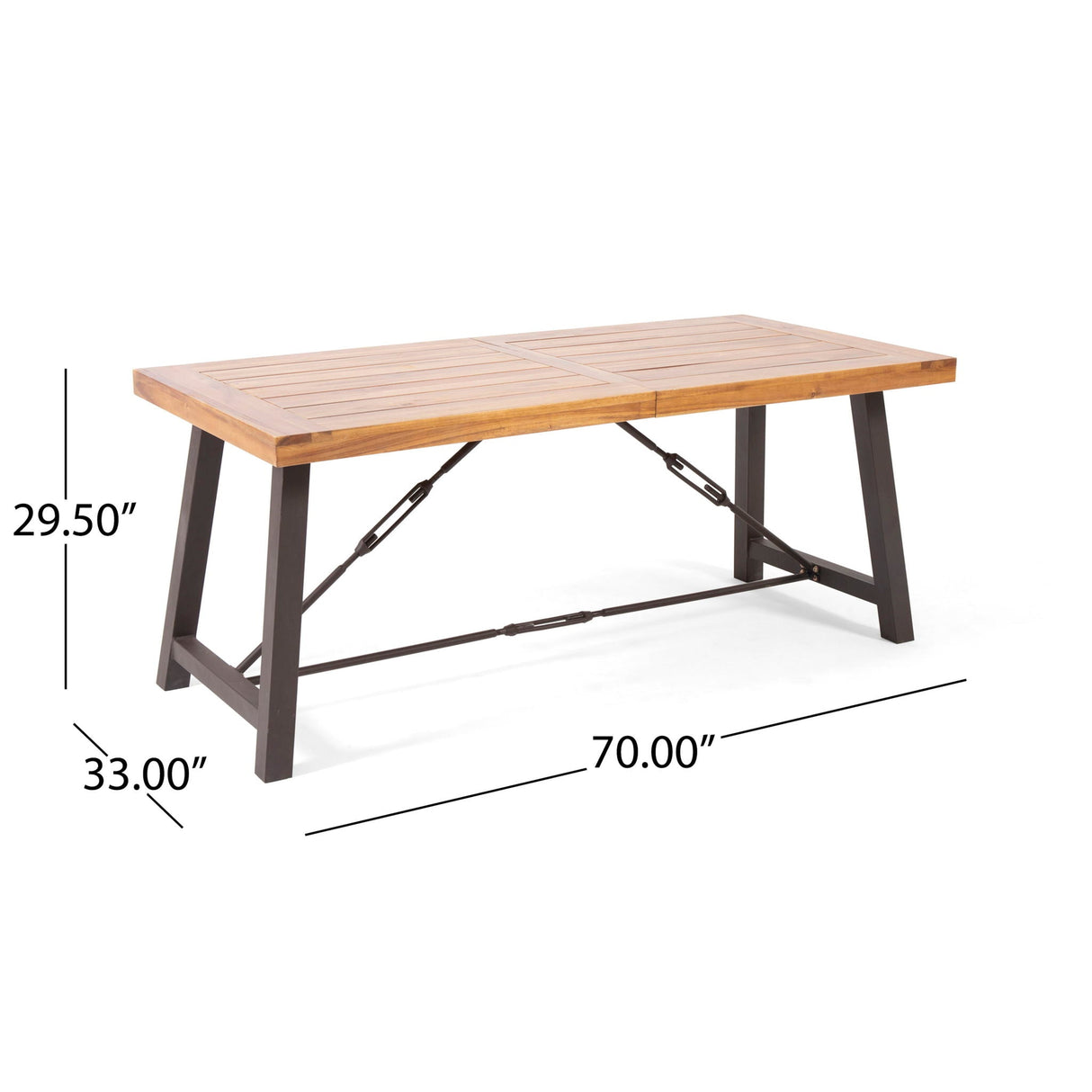 Outdoor Dining Table With Slat Wooden Panel And Turnbuckle Accents - Teak - Best Buy Furniture