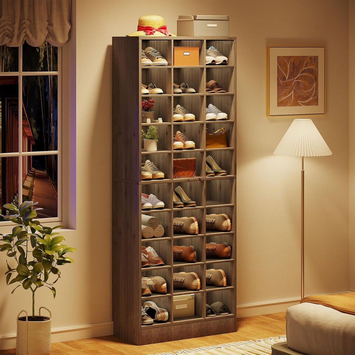 10 Tier Shoe Storage Cabinet With 30 Cubbies